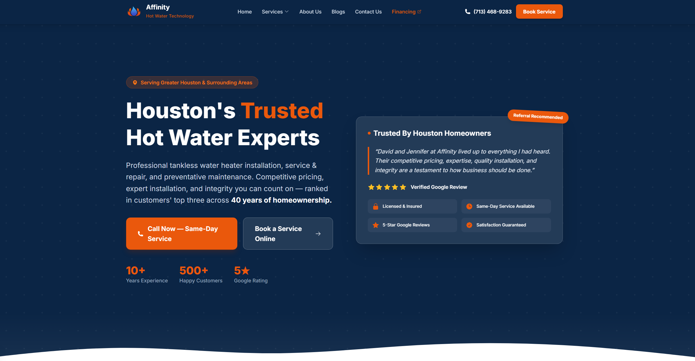 Affinity — example client site