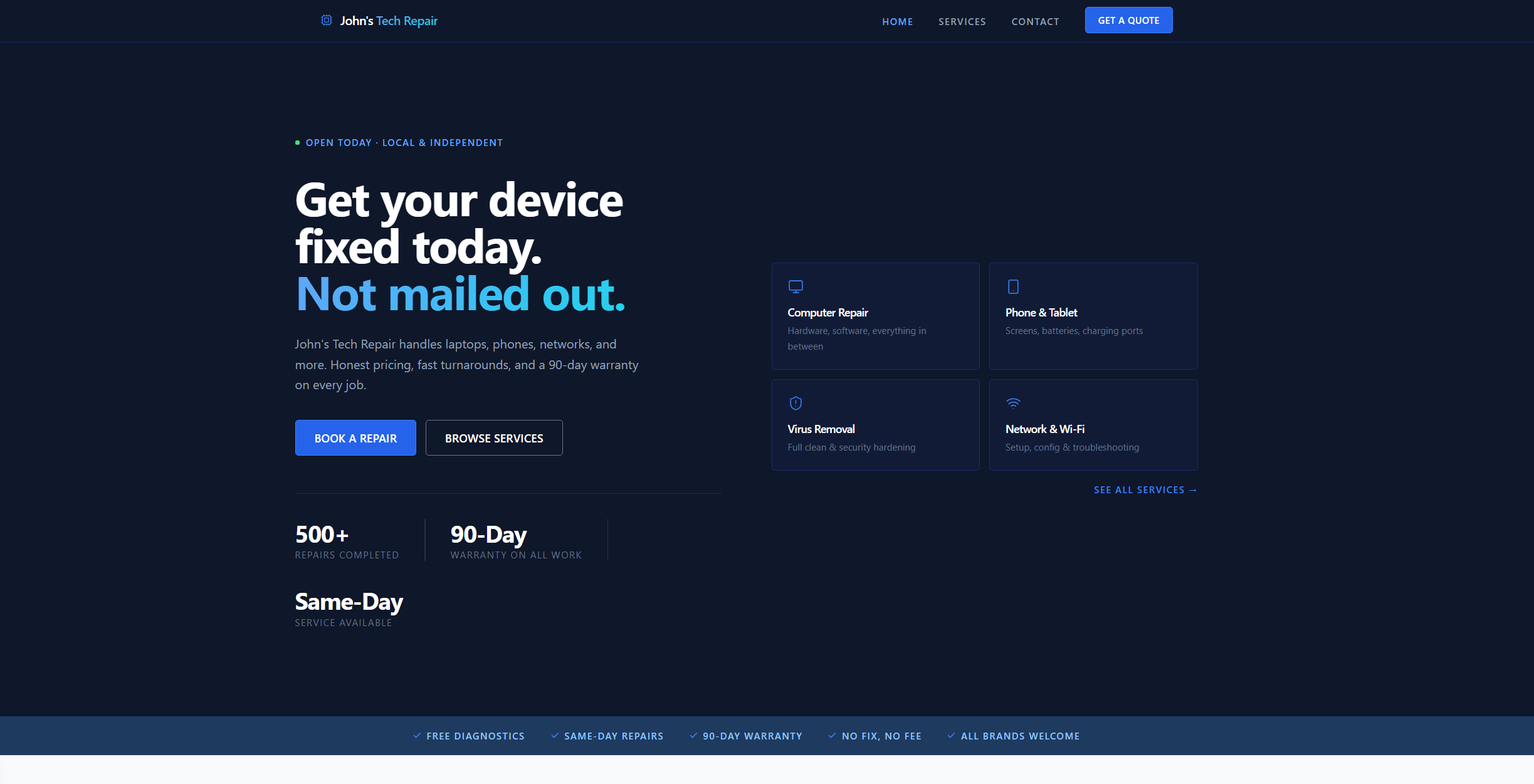 John Tech — example client site